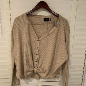 Urban outfitters oversized thermal button top